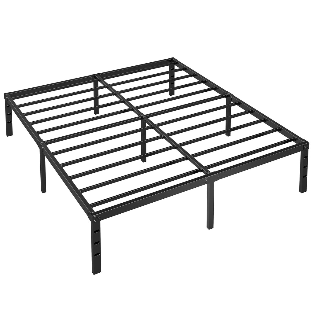 Black Metal Platform Bed Frame Full Size, 18 Inch Height with Underbed Storage M729