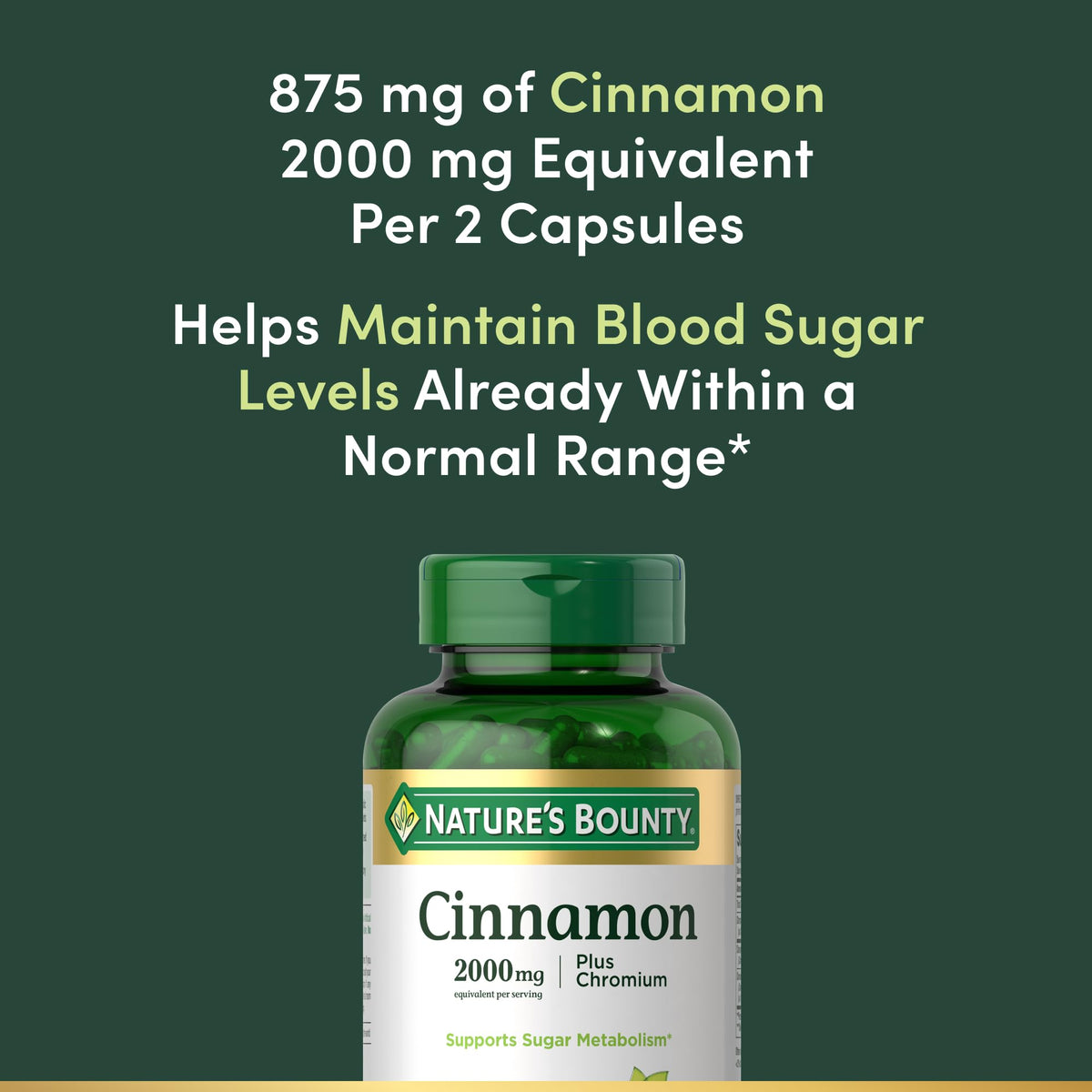 Cinnamon 2000mg Plus Chromium 60 Capsules Y83356