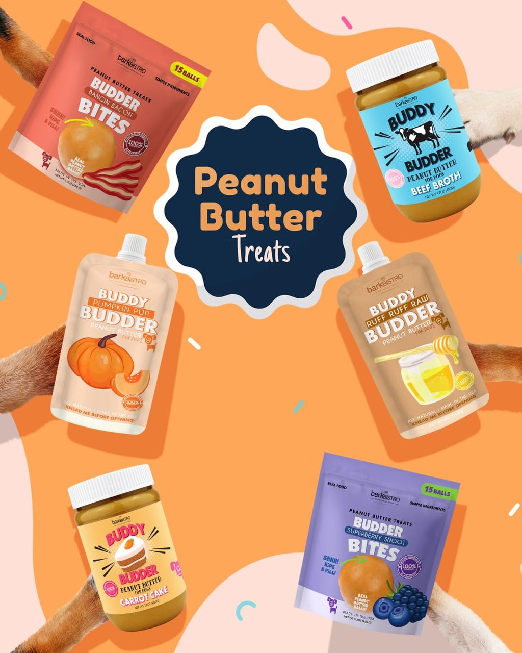 3pk 4oz Natural Dog Peanut Butter Pouches W569