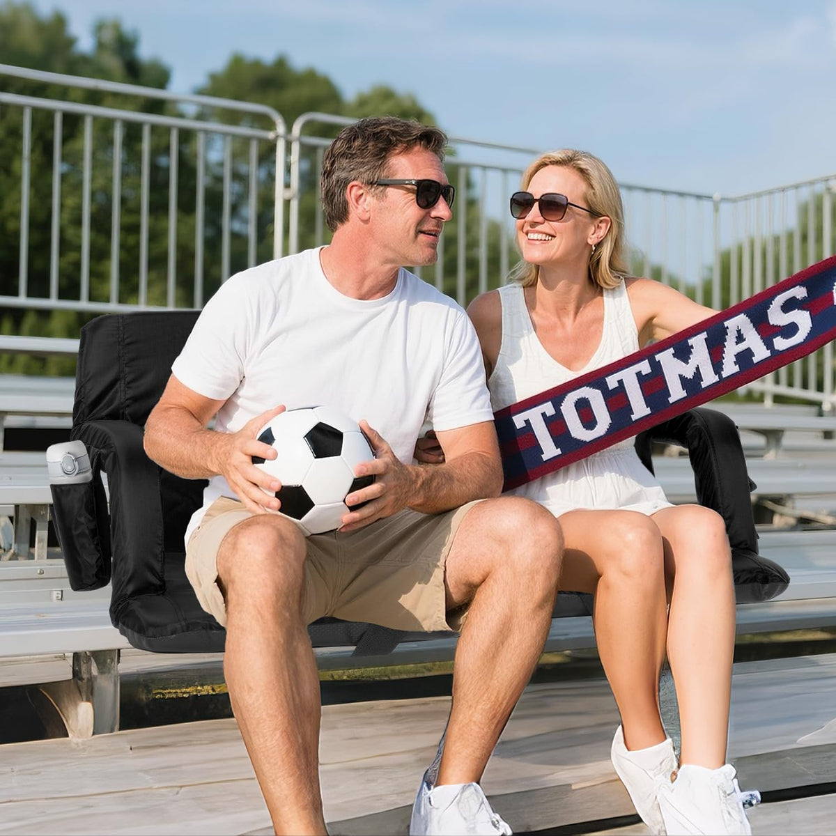 Stadium Seats with Back Support 2.5'' Thick Cushion 6 Adjustable Angle Bleacher Seat with Armrest R460