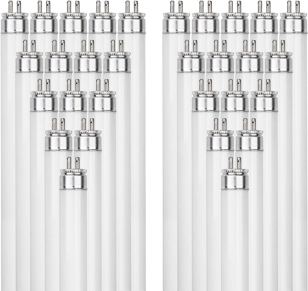 24 Inch T5 Fluorescent Bulb G5 Miniature Bipin Base High Output 1800 Lumens 3000K Soft White 24W Linear Tube Pack of 40 T1377