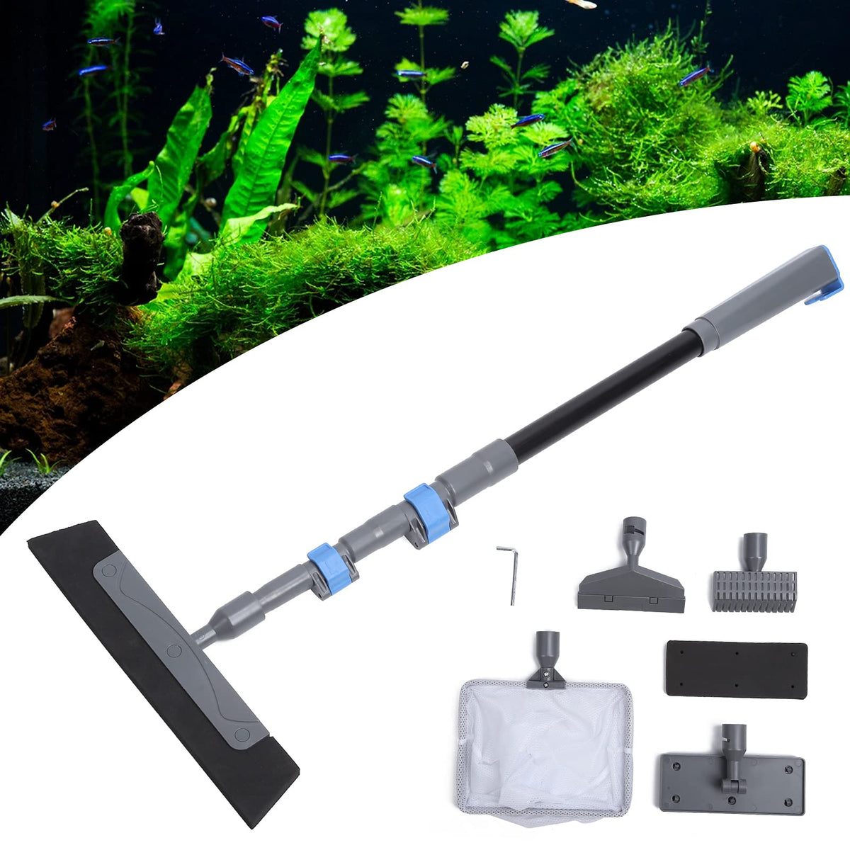 5 in 1 Aquarium Cleaning Tool Kit with Long Handle D693074