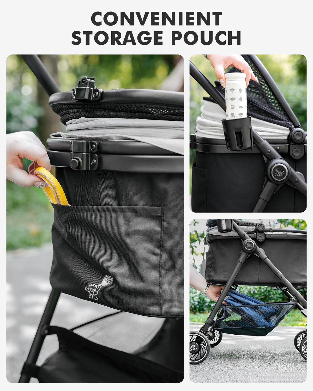 Black Foldable Pet Stroller with Detachable Carrier V668346