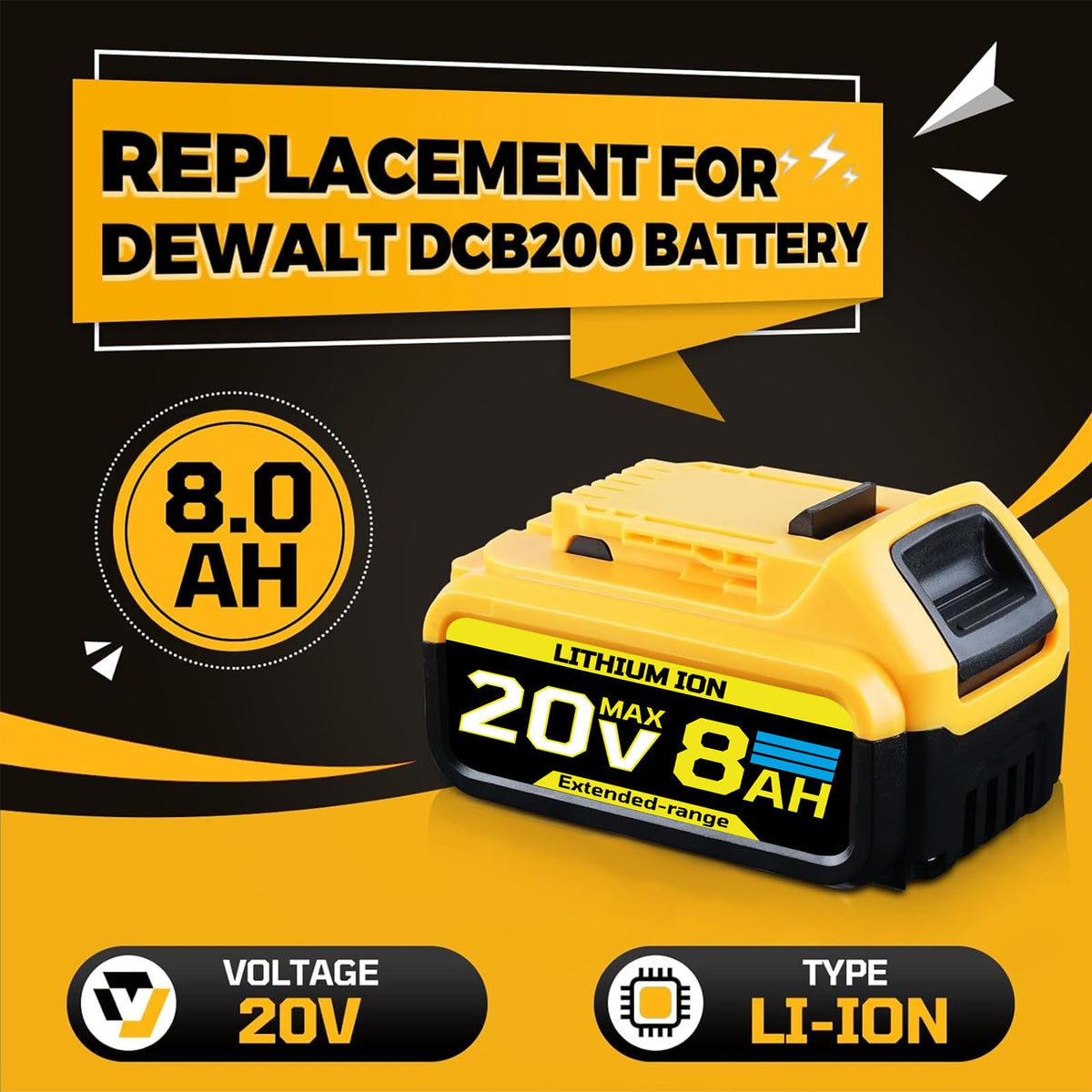 8.0Ah 20V Replacement Battery W9586