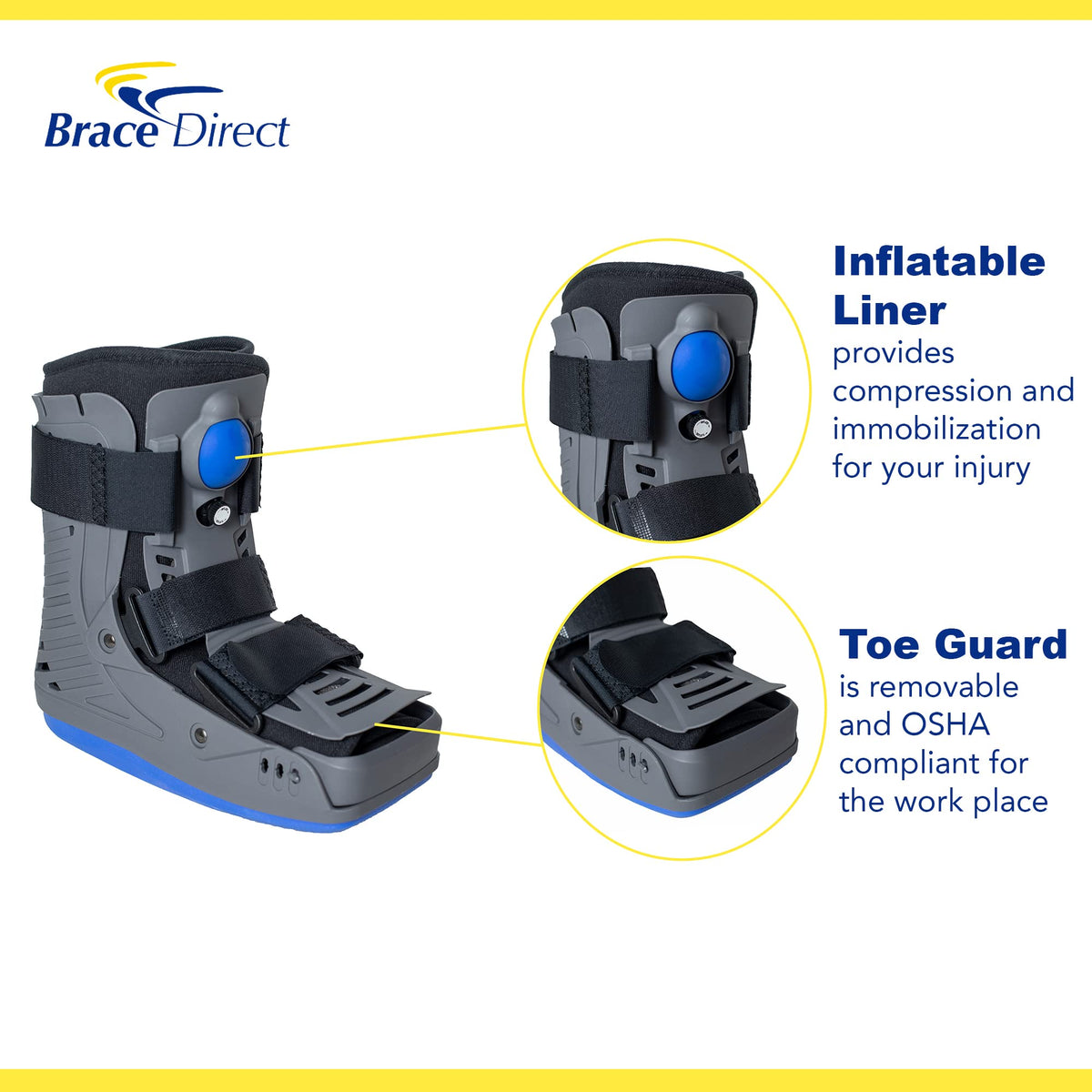 Lightweight Short Air Walking Boot with Toe Guard W7408