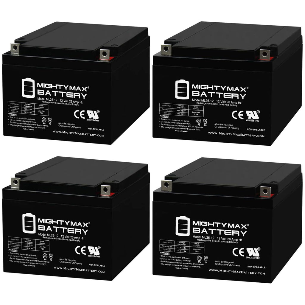 12V 26AH Sealed Lead Acid Battery 4 Pack R1245