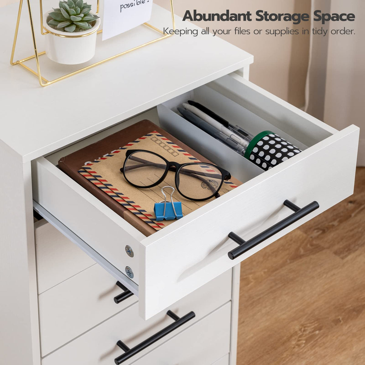 White 7 Drawer Wood File Cabinet X30088