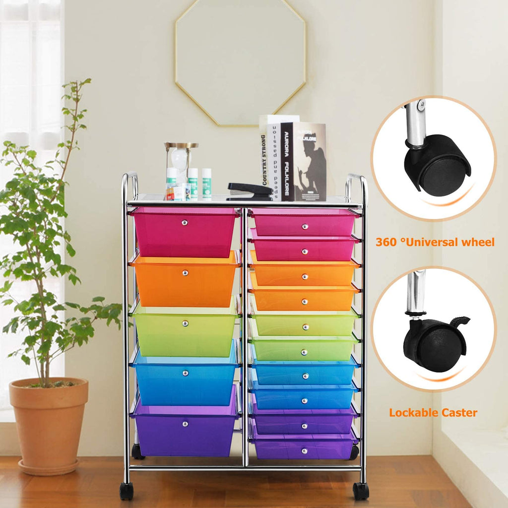 15 Drawer Rolling Storage Cart with Wheels L129029