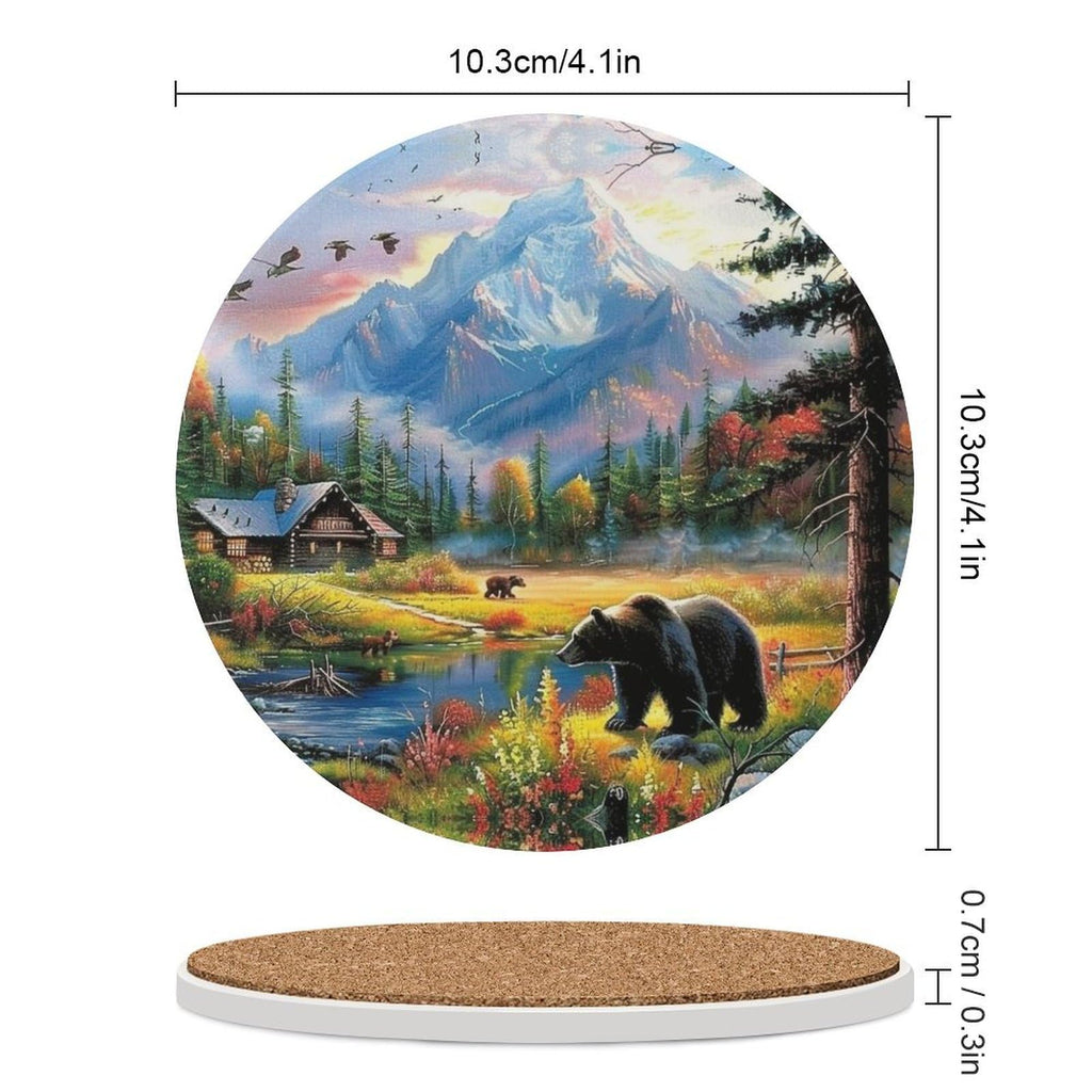 Absorbent Ceramic Stone Coasters Set of 4 Cork Base B465