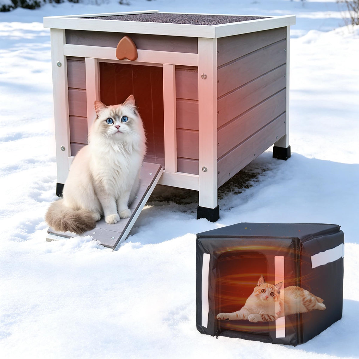 Insulated Outdoor Cat House with Liner F80437