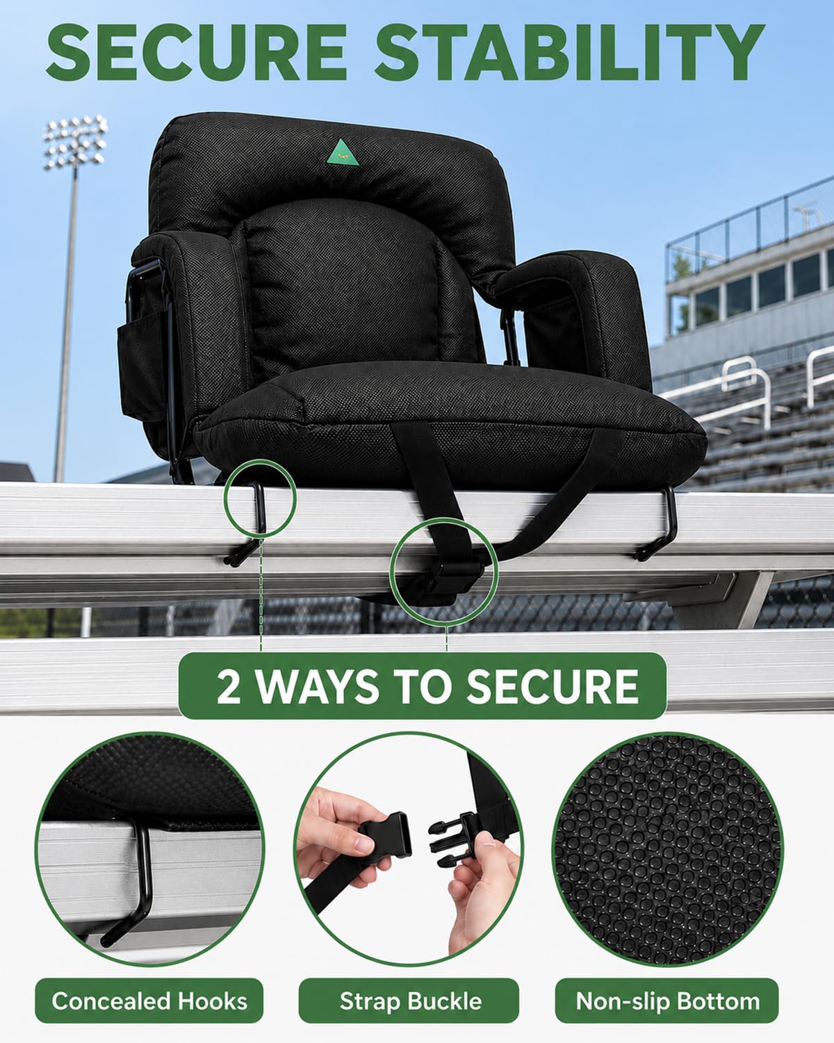 25" Wide Stadium Seats with Armrests & Back Support S33989