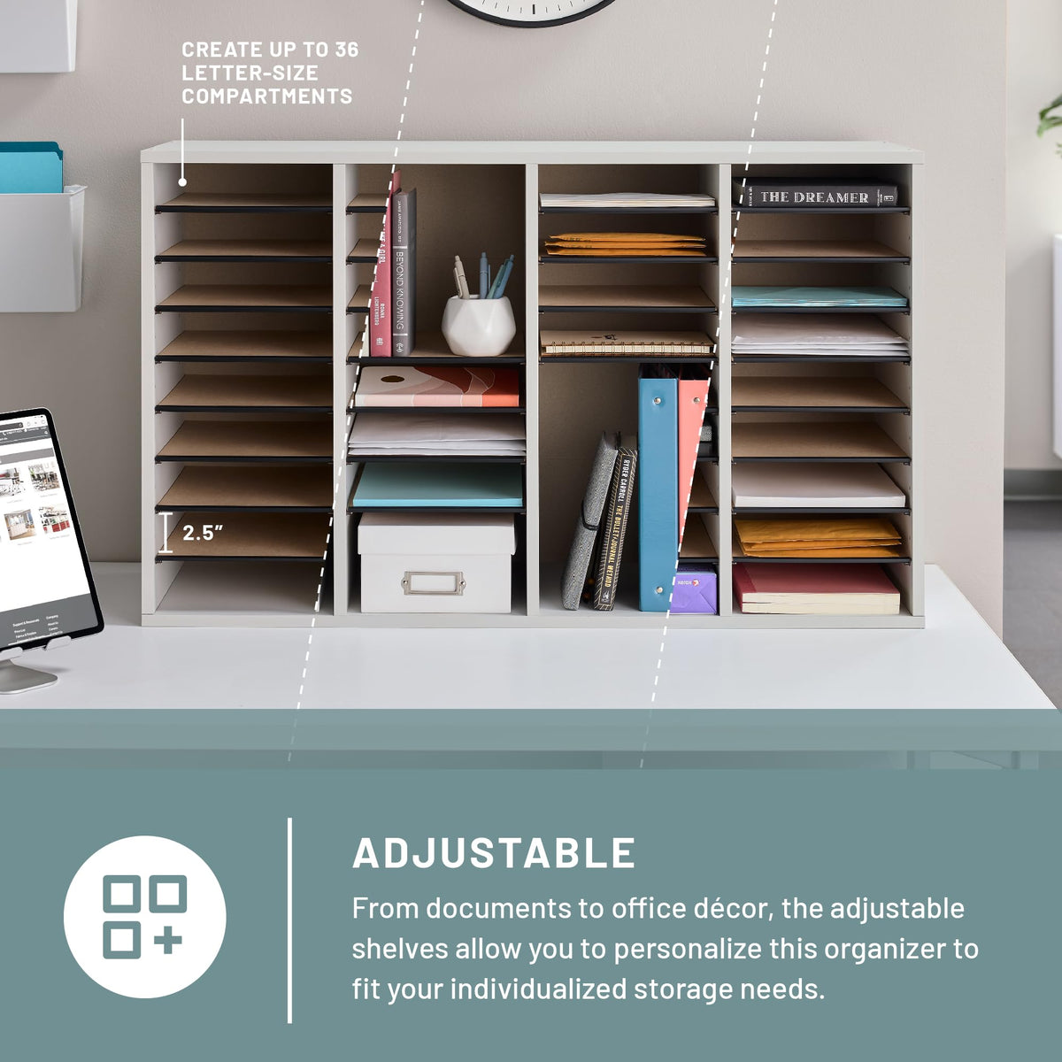 36 Compartments Wood Literature Organizer W1788