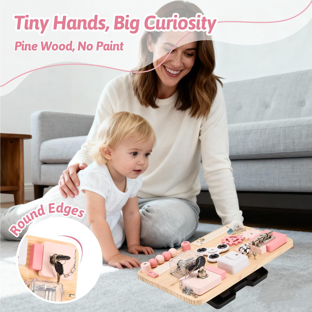 Pink Montessori Wooden Busy Board Q1128