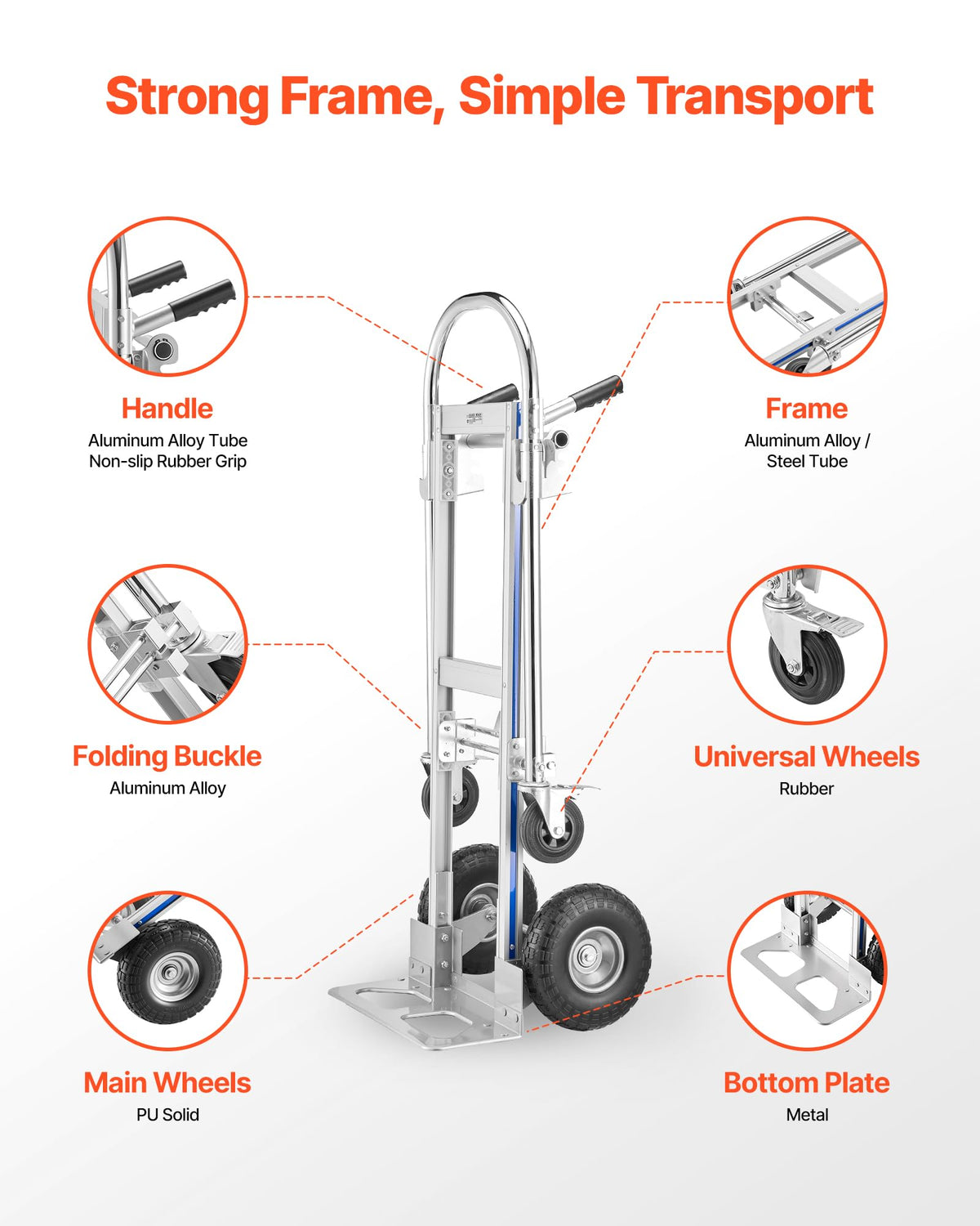 2 in 1 Convertible Hand Truck Dolly 1000 lbs Q348233