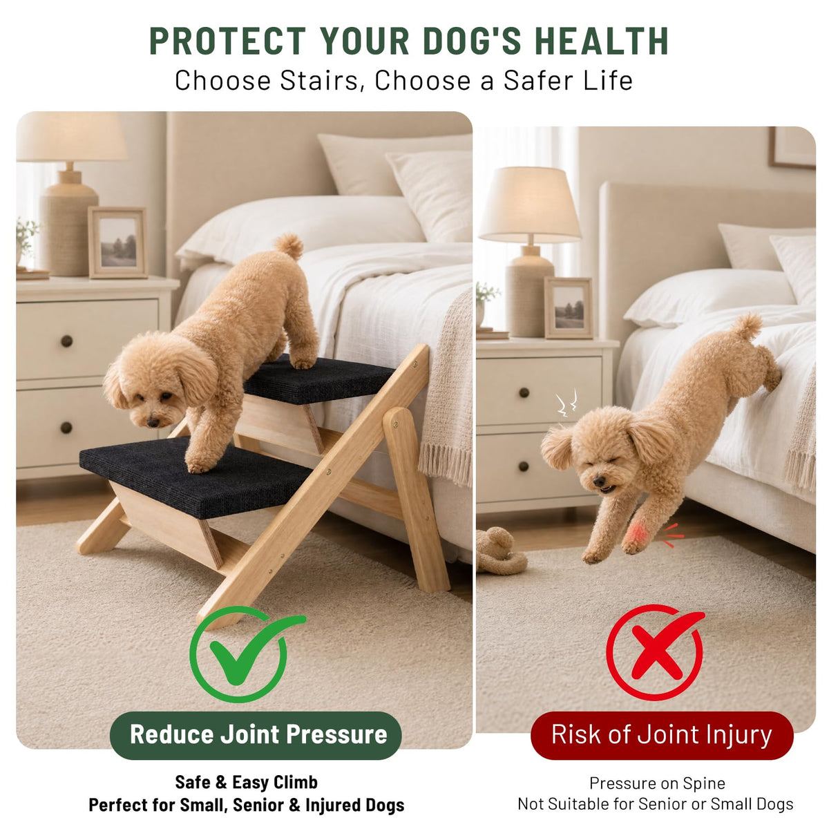 Wooden 2-in-1 Foldable Pet Stairs & Ramp L20986