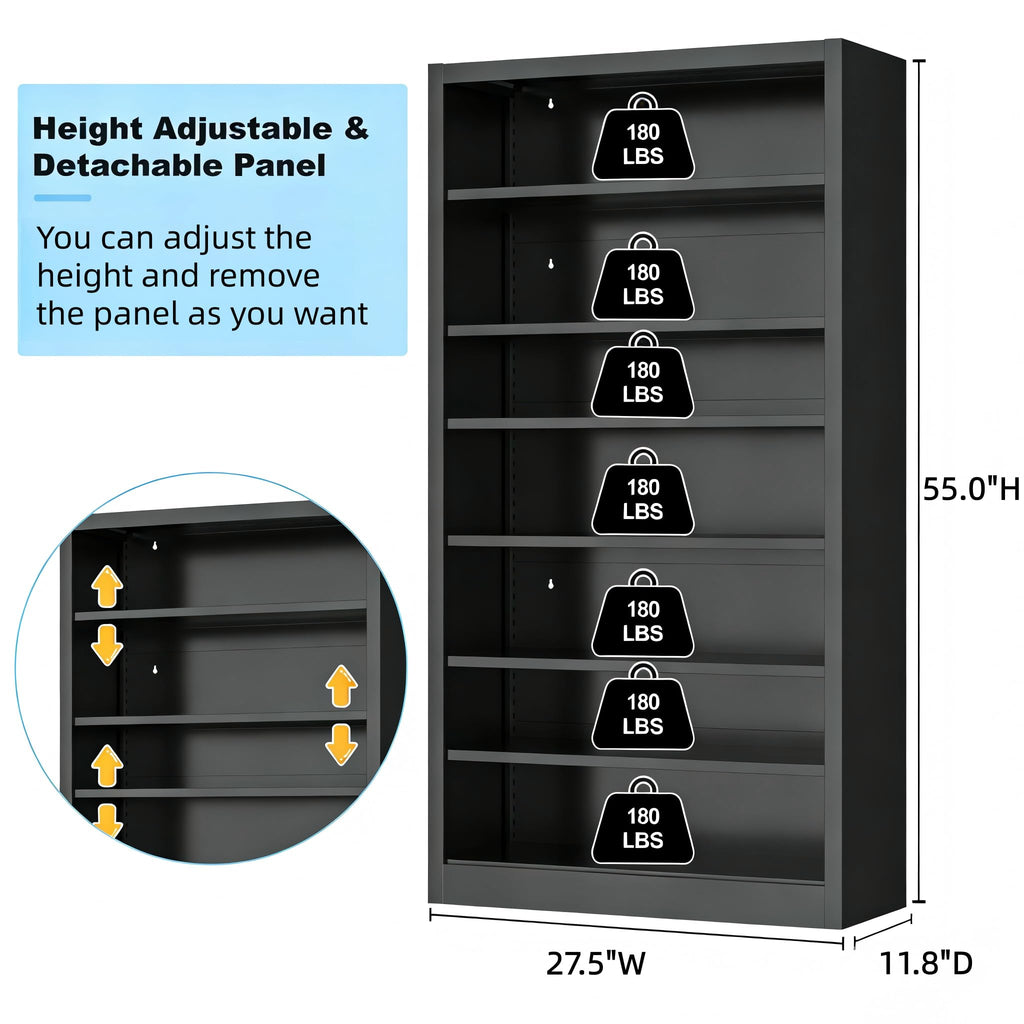 Black 7 Tier Metal Media Storage Cabinet C5187