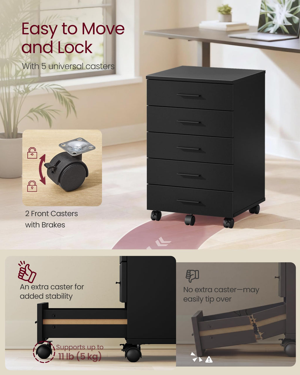 Mobile Pedestal Filing Cabinet with Wheels X877