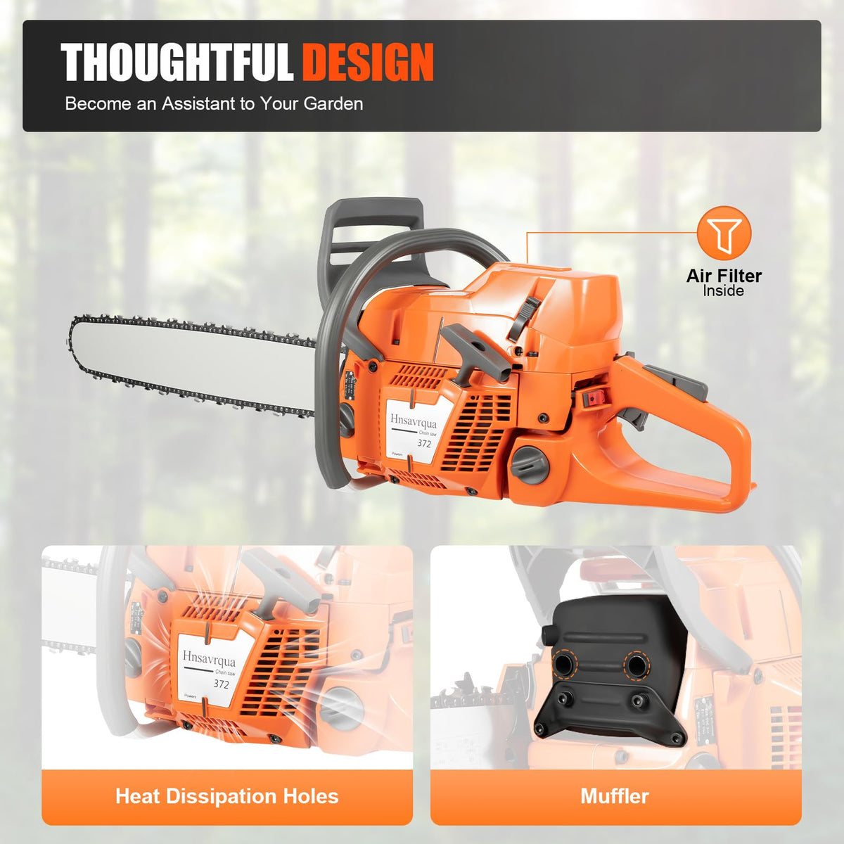 Gas Powered Chainsaw, 72cc 2-Cycle Engine, 24'' Handheld L6119