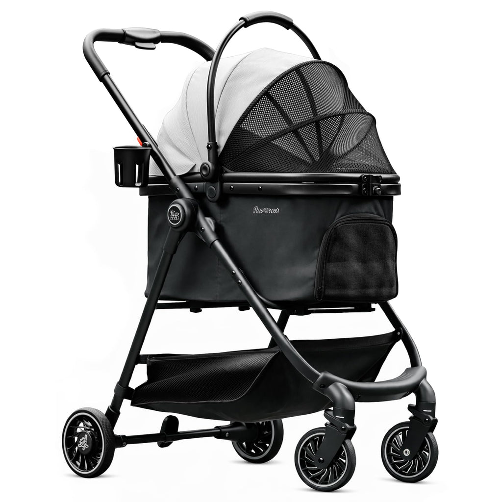 Black Foldable Pet Stroller with Detachable Carrier V668346