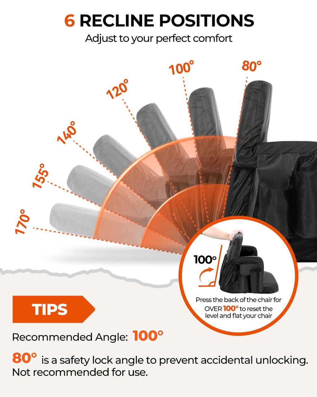 Stadium Seats with Back Support 2.5'' Thick Cushion 6 Adjustable Angle Bleacher Seat with Armrest R460