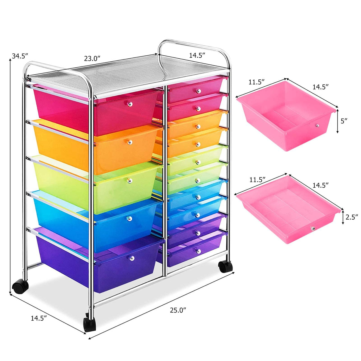 15 Drawer Rolling Storage Cart with Wheels L129029