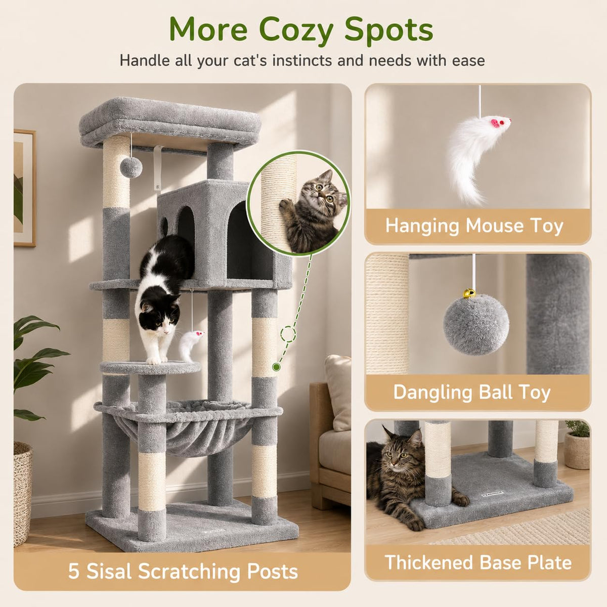 Cat Tree Tower with Scratching Post Q94626