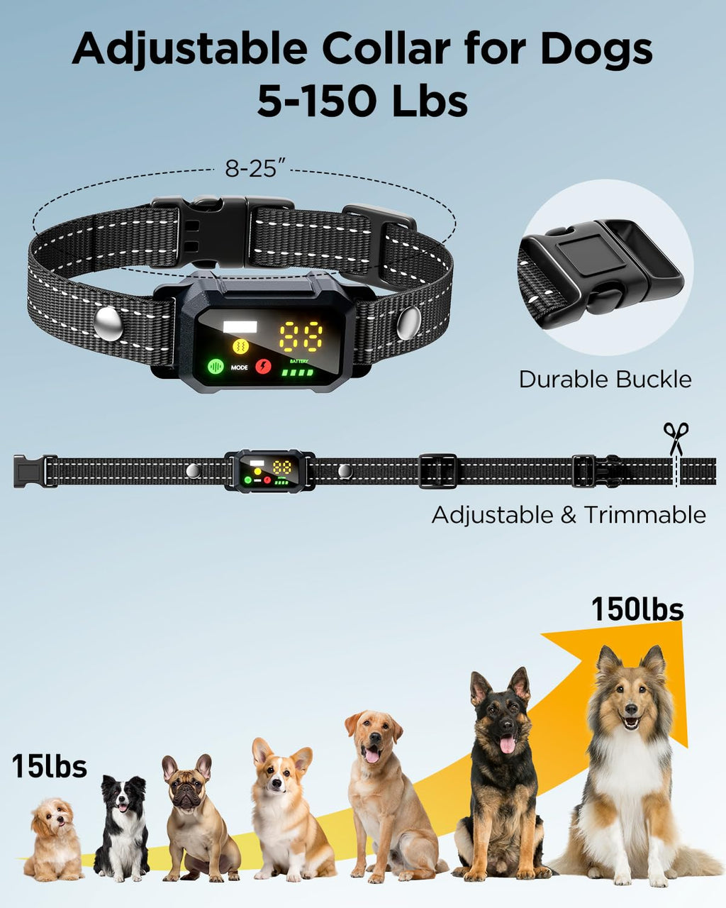 2 Dogs Dog Training Collar with Remote, 4 Training Modes, IP67 Waterproof T7915