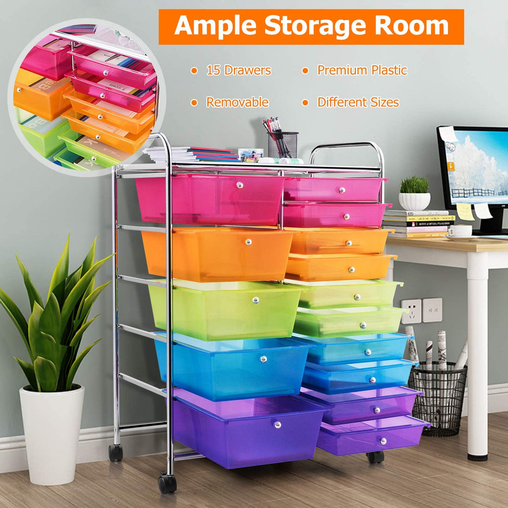 15 Drawer Rolling Storage Cart with Wheels L129029