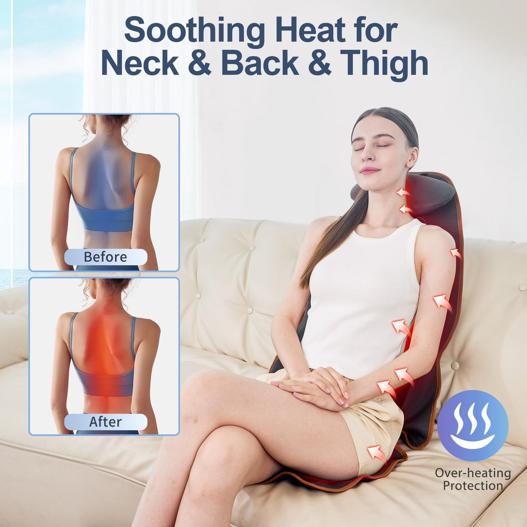 Vibration Back Massager with Heat, 8 Motor Massage Seat Cushion L1928