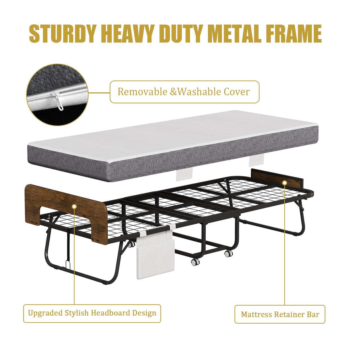 Folding Bed with 5" Mattress Cot Size Q117615