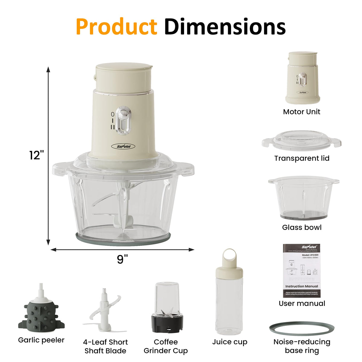 4-in-1 Electric Food Chopper & Small Food Processor I6662