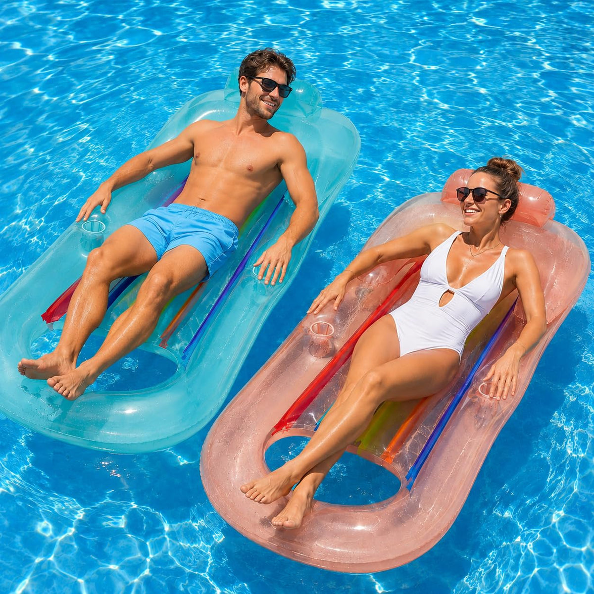Adult Size Pool Floats Lounger with Cup Holder 2 Pack O569