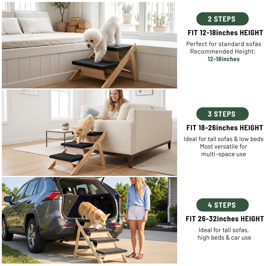 Wooden 2-in-1 Foldable Pet Stairs & Ramp L20986