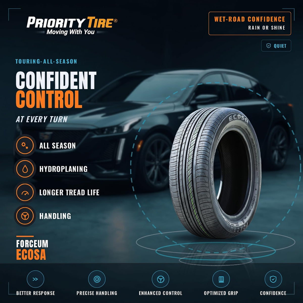 All-Season Touring Radial Tire 205/65R15 94V Black Side Wall E484
