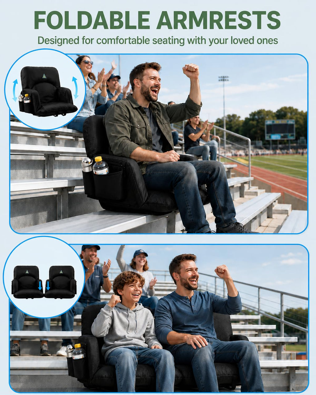 25" Wide Stadium Seats with Armrests & Back Support S33989
