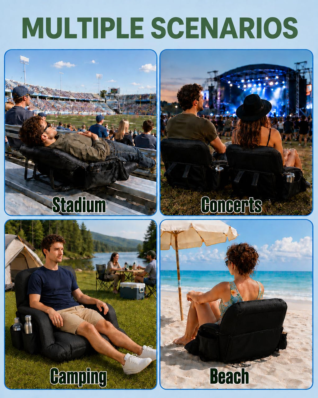 25" Wide Stadium Seats with Armrests & Back Support S33989