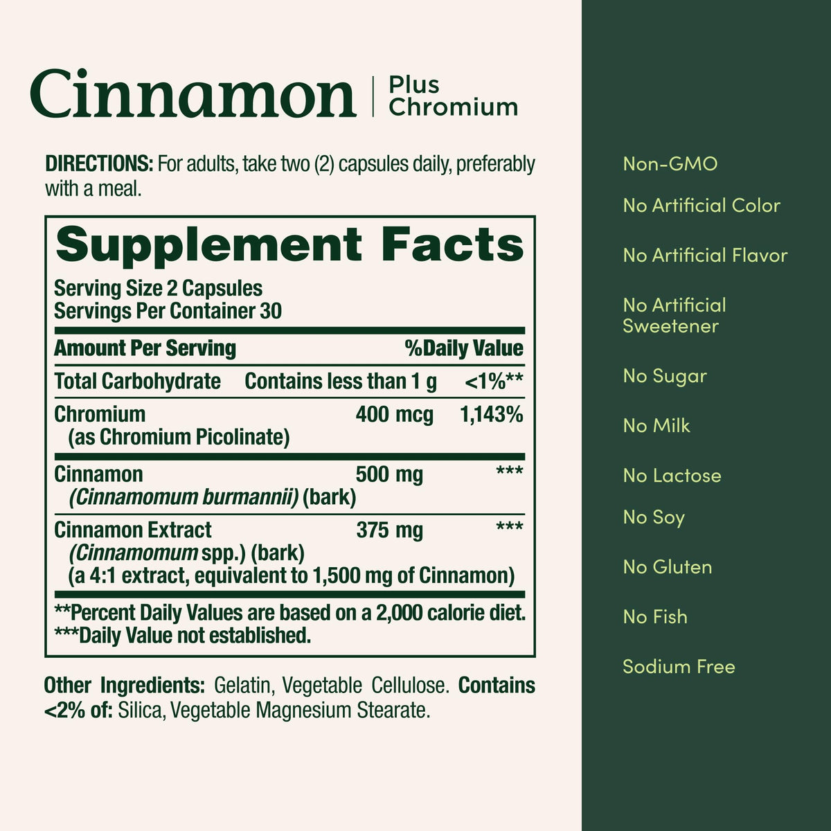 Cinnamon 2000mg Plus Chromium 60 Capsules Y83356