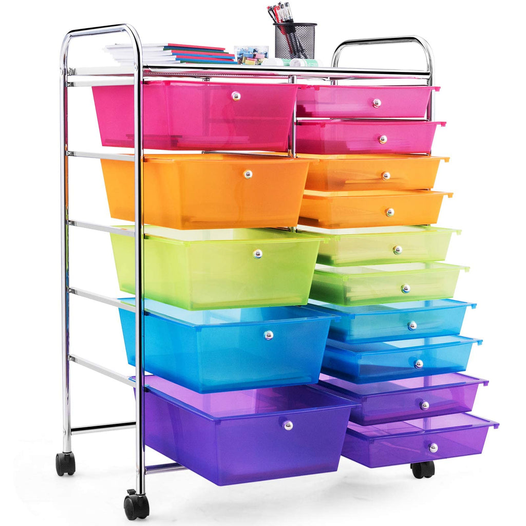 15 Drawer Rolling Storage Cart with Wheels L129029