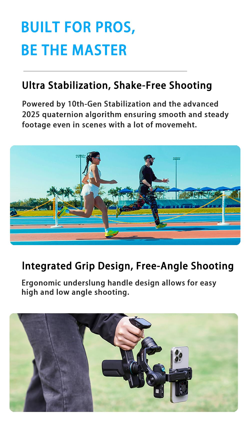 3-Axis Phone Gimbal Stabilizer with Integrated Grip N931115