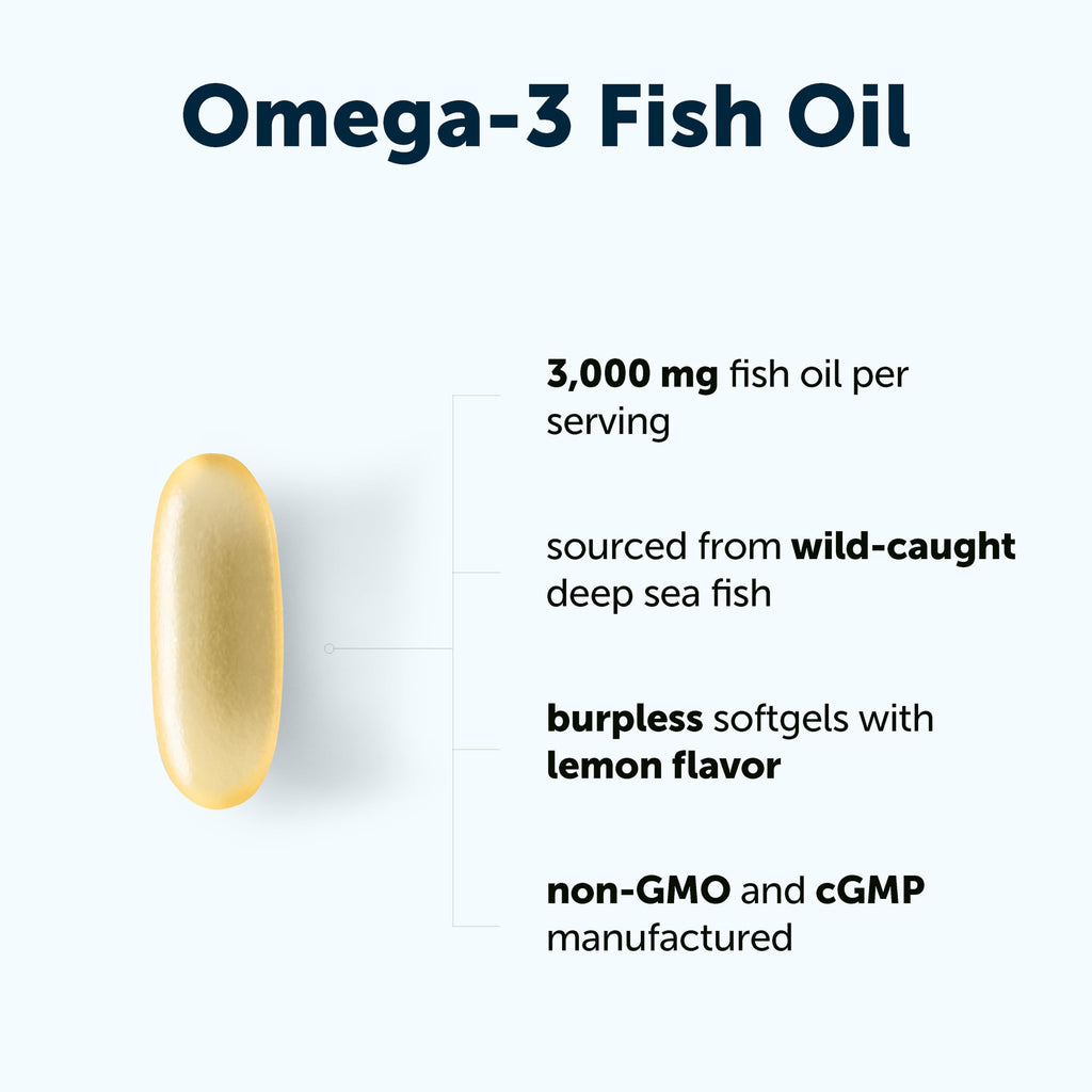 Omega 3 Fish Oil 3,000mg 240 Softgels Lemon Flavored EPA DHA O81128
