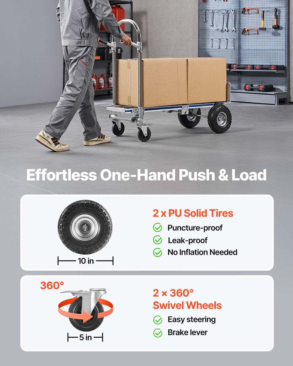2 in 1 Convertible Hand Truck Dolly 1000 lbs Q348233