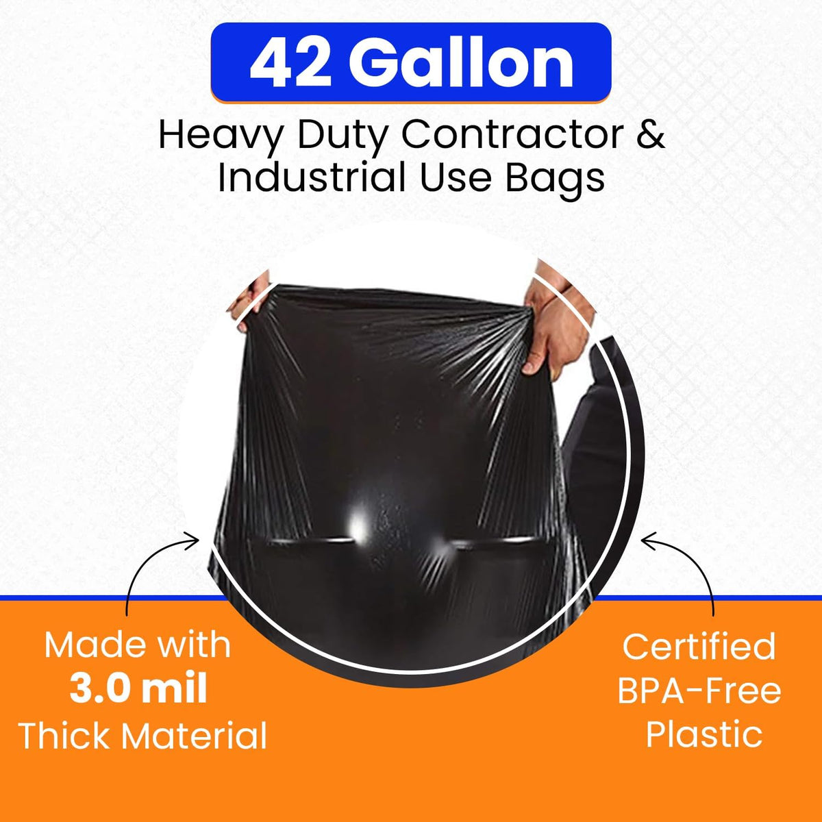 42 Gallon 32 Count Black 3 Mil Contractor Trash Bags V534698