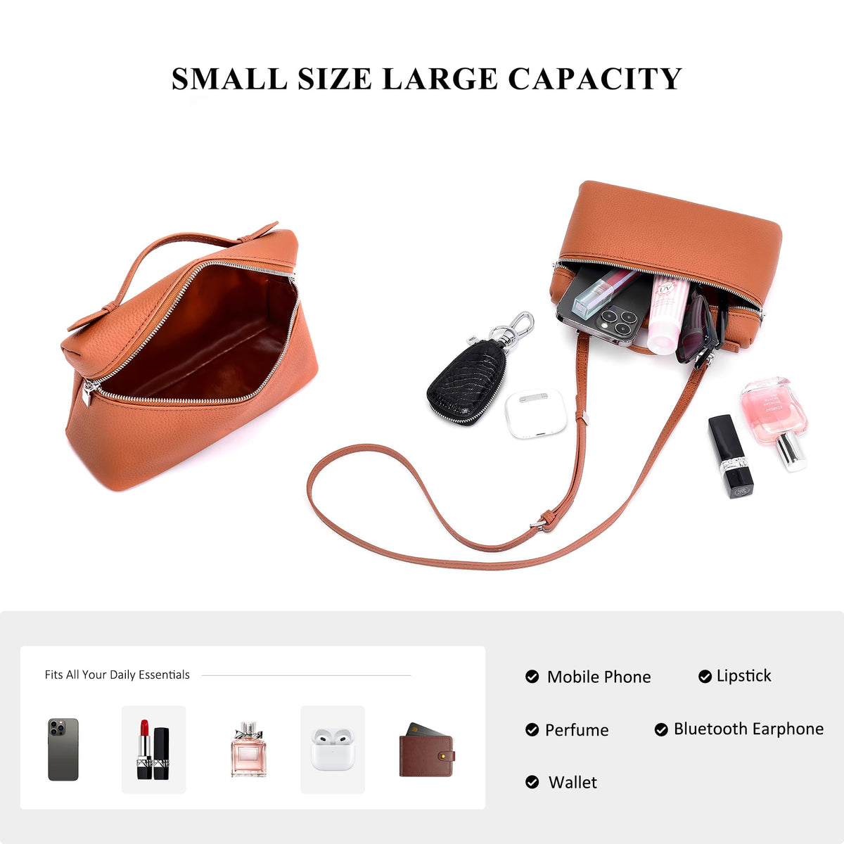 Small Genuine Leather Top-Handle Bag Y5939