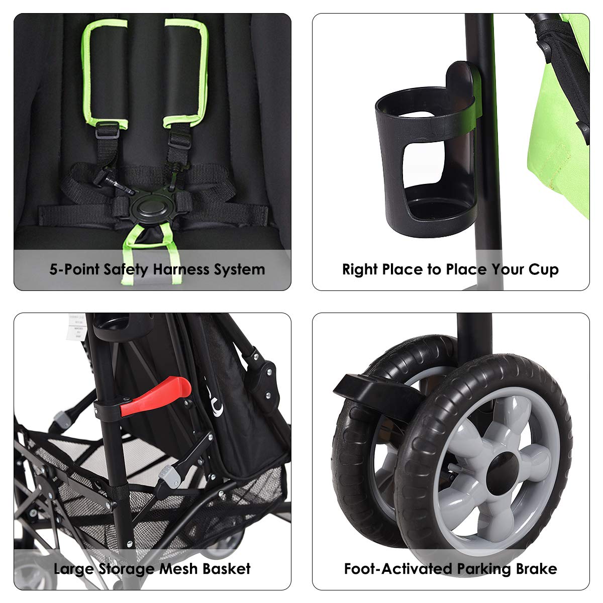 Lightweight Compact Travel Stroller Green P972