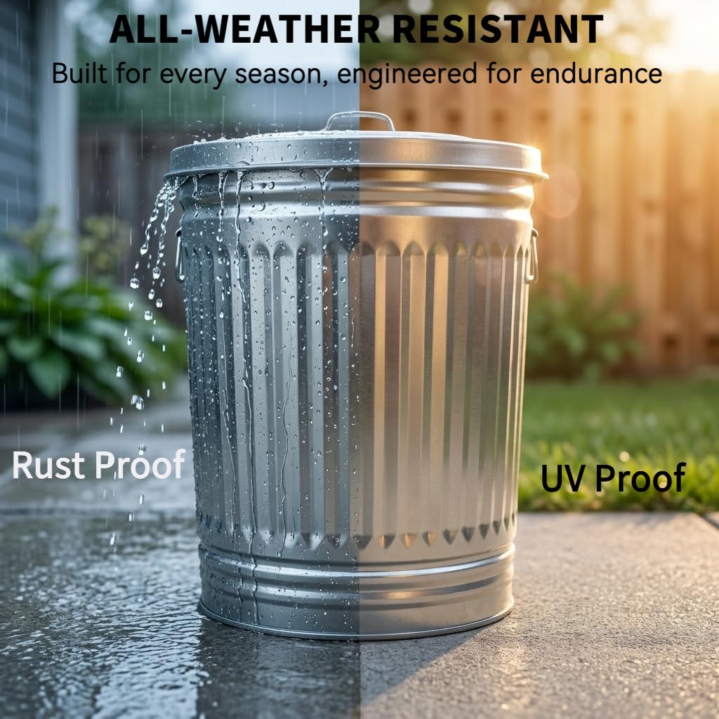 31 Gallon Heavy Duty Galvanized Metal Trash Can with Lid Y6728