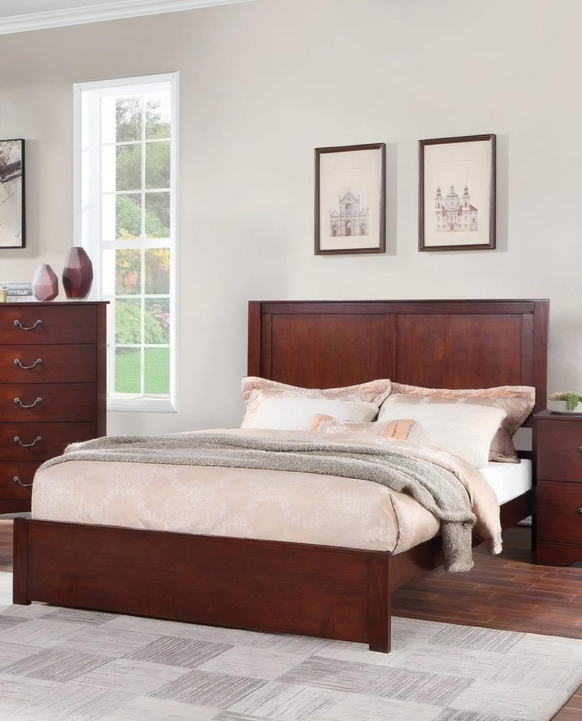 California King Bed Frame with Two Panel Headboard Z786421