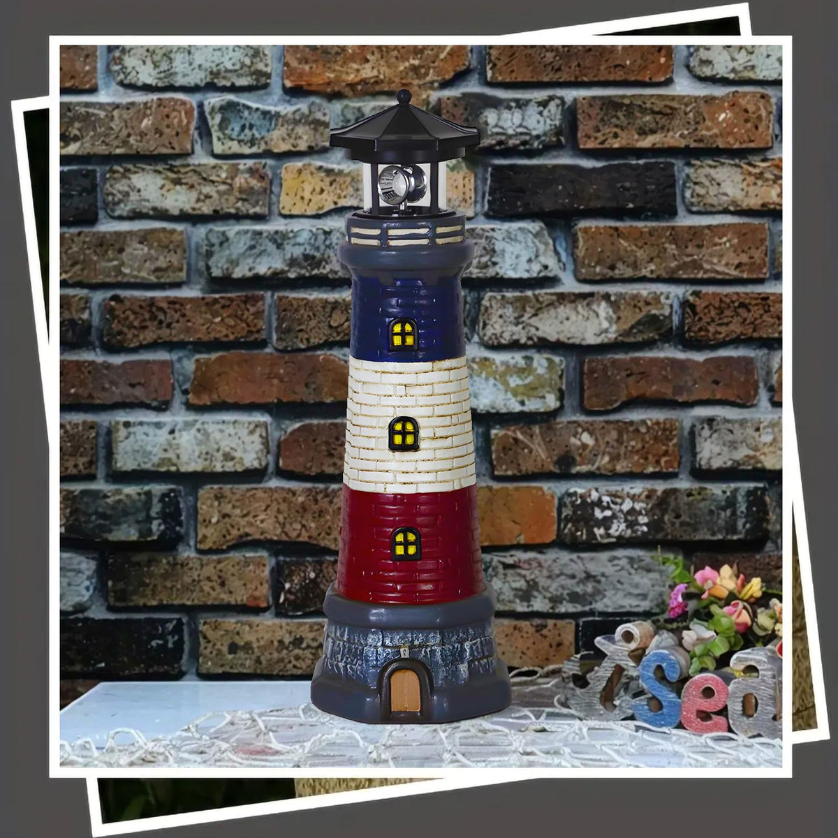 Solar Lighthouse Outdoor Garden Statue S9336