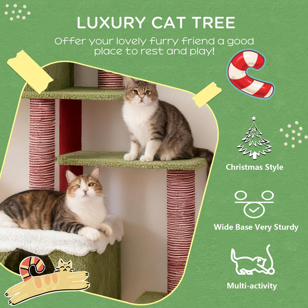 70 Inch Cat Tree with 3 Condos & Climbing Ladder W922