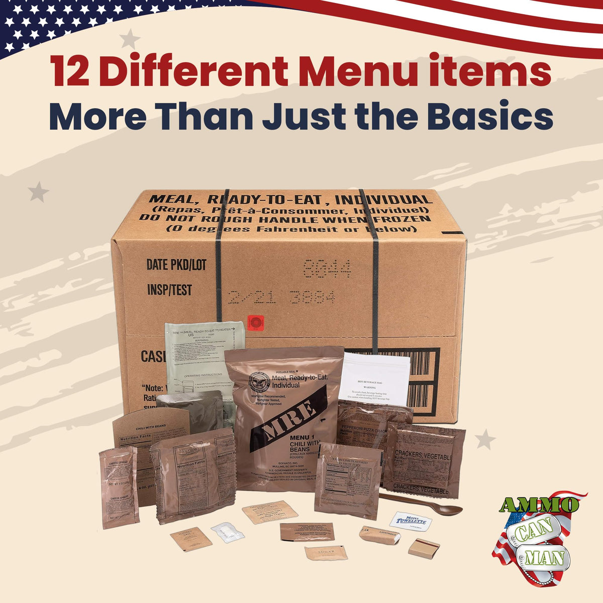US Military MRE Case Menus 1-12 N643