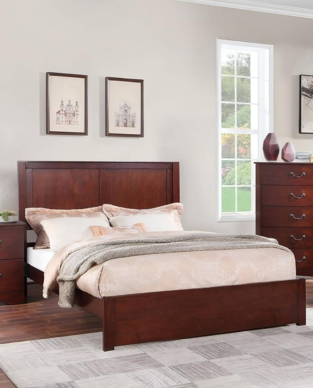 California King Bed Frame with Two Panel Headboard Z786421